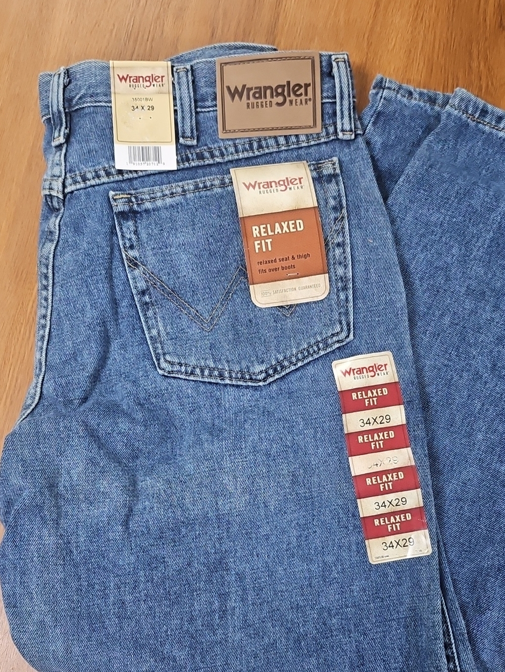 Wrangler Men’s Relaxed Fit Blue Denim Jeans 34X29